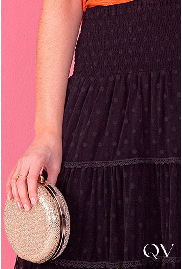 SAIA EM TULE DE POÁ PRETO - PURO SHARMY SAIA EM TULE DE POÁ PRETO - PURO SHARMY