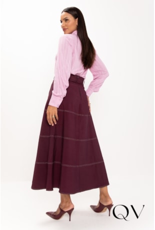 SAIA EM VISCOSE COM PESPONTO VINHO - LEKAZIS SAIA EM VISCOSE COM PESPONTO VINHO - LEKAZIS