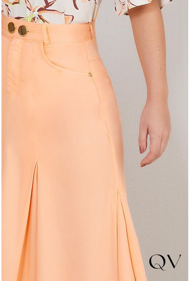 SAIA EVASÊ COLOR LARANJA COM PREGAS - TITANIUM JEANS
