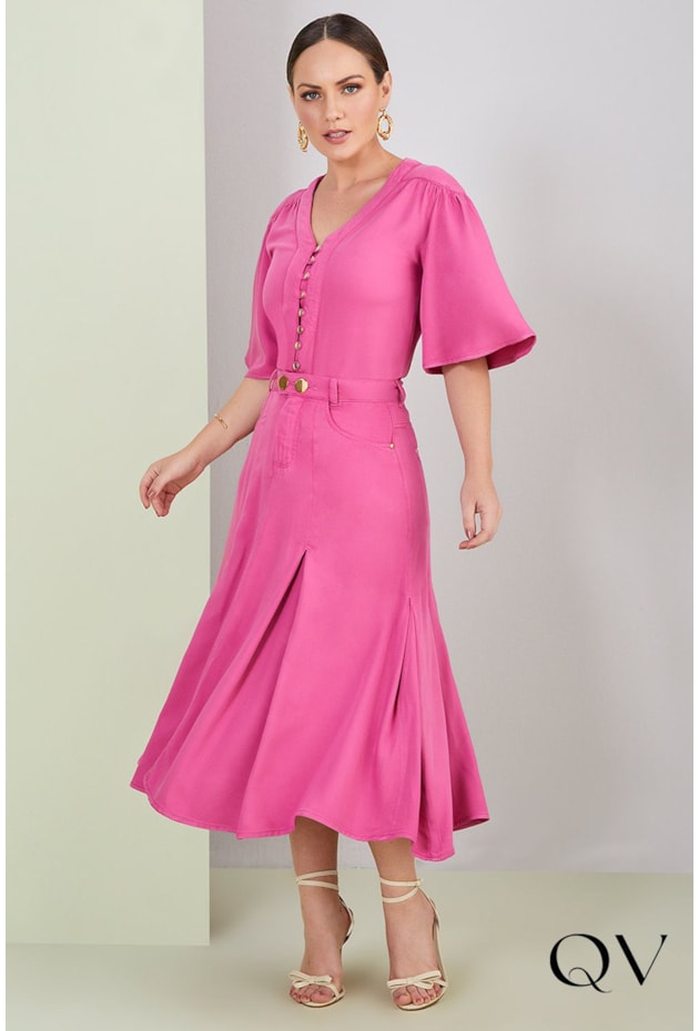 SAIA EVASÊ COLOR ROSA COM PREGAS - TITANIUM JEANS