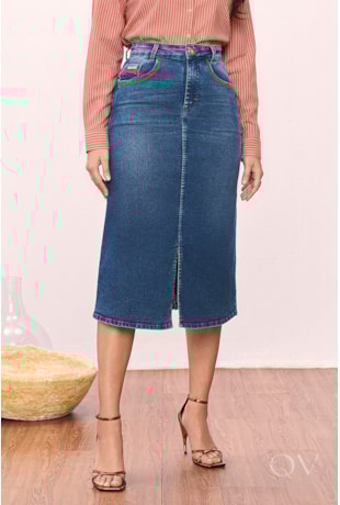 SAIA EVASÊ COM ABERTURA EM JEANS ESCURO - TITANIUM JEANS