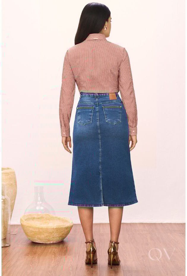 SAIA EVASÊ COM ABERTURA EM JEANS ESCURO - TITANIUM JEANS