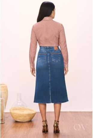 SAIA EVASÊ COM ABERTURA EM JEANS ESCURO - TITANIUM JEANS