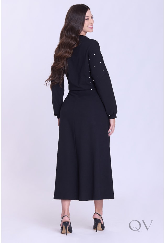 SAIA EVASÊ COM BOLSOS EM MOLECOTTON PRETO - HAPUK