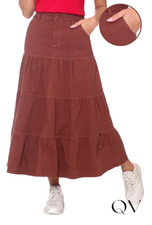 SAIA EVASÊ COM RECORTES EM JEANS MARROM - HAPUK