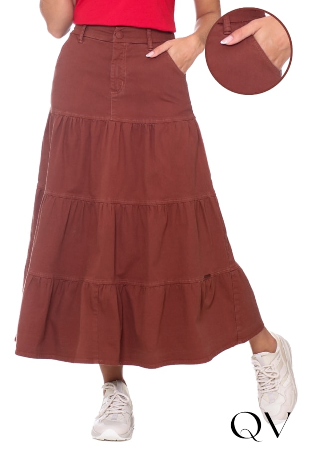 SAIA EVASÊ COM RECORTES EM JEANS MARROM - HAPUK