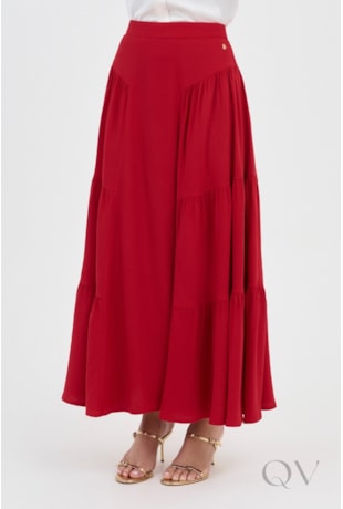 SAIA EVASÊ COM RECORTES EM VISCOSE VERMELHO - VIA TOLENTINO