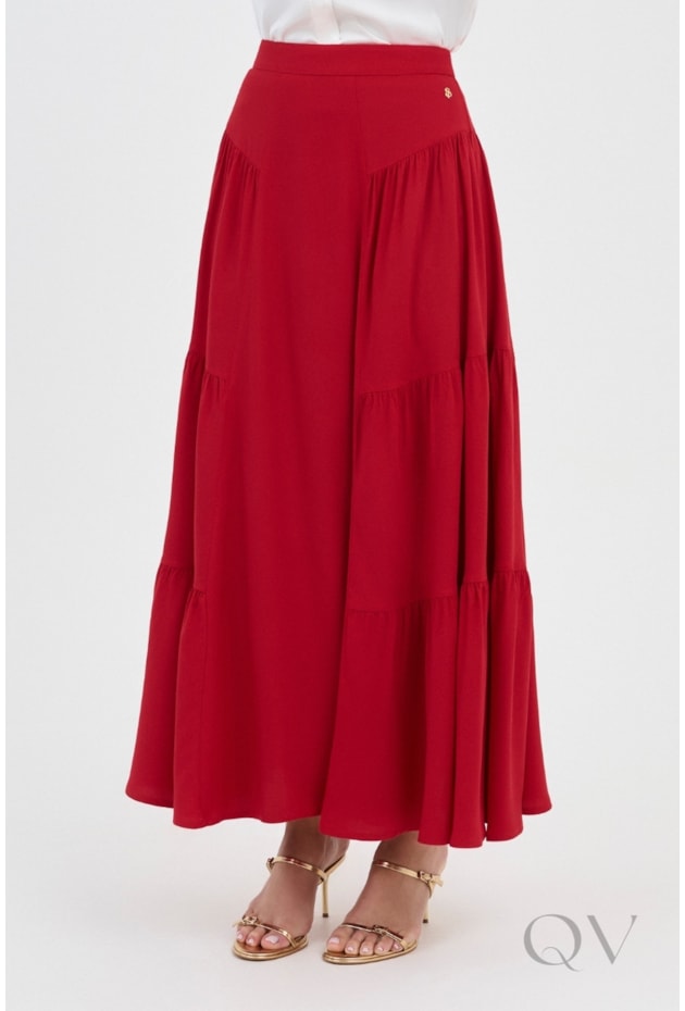 SAIA EVASÊ COM RECORTES EM VISCOSE VERMELHO - VIA TOLENTINO