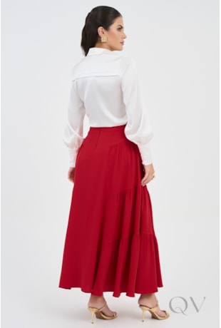 SAIA EVASÊ COM RECORTES EM VISCOSE VERMELHO - VIA TOLENTINO
