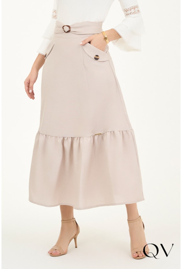 SAIA EVASÊ CÓS FIVELA RESINADA CREME - VIA TOLENTINO SAIA EVASÊ CÓS FIVELA RESINADA CREME - VIA TOLENTINO