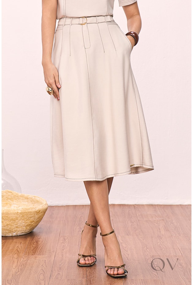 SAIA EVASÊ EM ALFAIATARIA DE VISCOSE QUAKER BEGE - TITANIUM JEANS