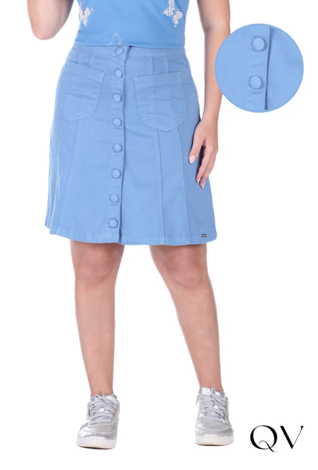 SAIA EVASÊ EM JEANS COLOR COM BOLSOS AZUL - HAPUK