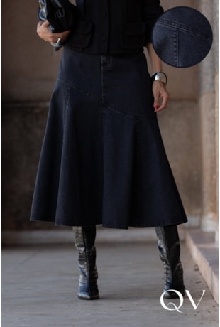 SAIA EVASÊ EM JEANS ESCURO PRETO - LUZIA FAZZOLLI