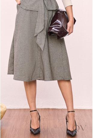 SAIA EVASE EM LÃ BATIDA XADREZ - TITANIUM JEANS