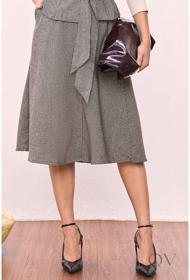 SAIA EVASE EM LÃ BATIDA XADREZ - TITANIUM JEANS