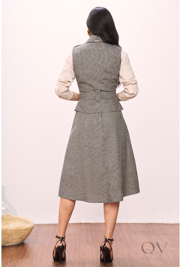 SAIA EVASE EM LÃ BATIDA XADREZ - TITANIUM JEANS