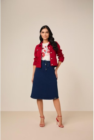 SAIA EVASÊ EM MALHA DENIM COM VIÉS AZUL - TITANIUM JEANS