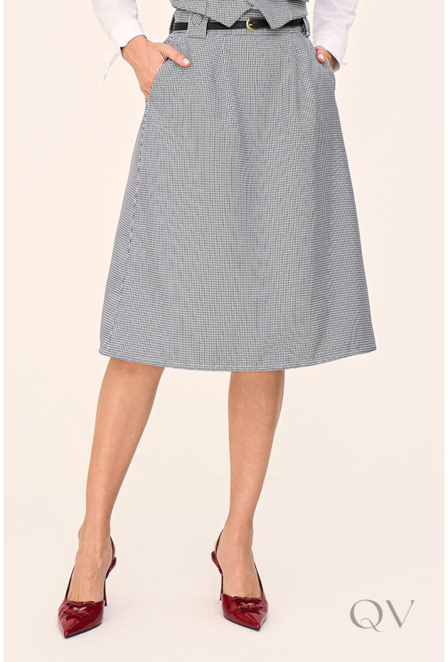 SAIA EVASÊ EM TECIDO PLANO PIED POULE - LAURA ROSA