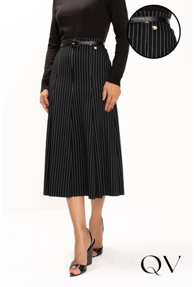 SAIA EVASÊ EM VISCOSE RISCA GIZ PRETO - LEKAZIS