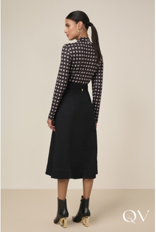 SAIA EVASÊ FAIXA COM FIVELA JEANS PRETO - TITANIUM JEANS SAIA EVASÊ FAIXA COM FIVELA JEANS PRETO - TITANIUM JEANS