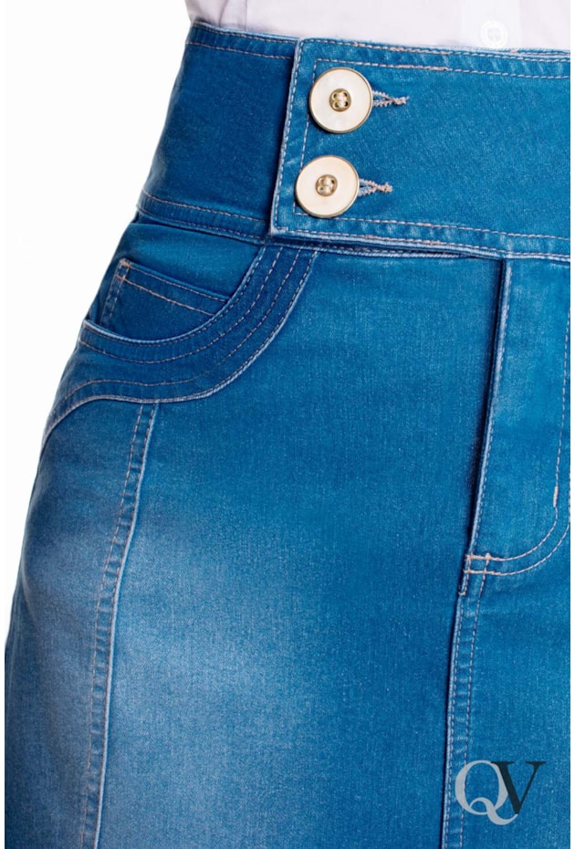 SAIA EVASÊ JEANS CÓS DIFERENCIADO E BARRA DESFIADA - VIA TOLENTINO SAIA EVASÊ JEANS CÓS DIFERENCIADO E BARRA DESFIADA - VIA TOLENTINO