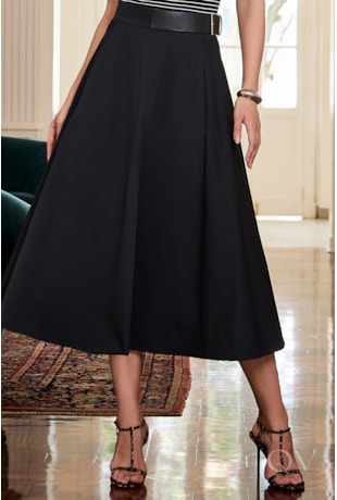 SAIA EVASÊ LONGO EM SARJA PRETO - LUZIA FAZZOLLI
