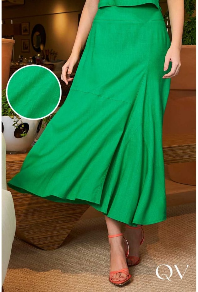 SAIA EVASÊ MAXI MIDI COM NESGAS VERDE - CORA CANELA SAIA EVASÊ MAXI MIDI COM NESGAS VERDE - CORA CANELA