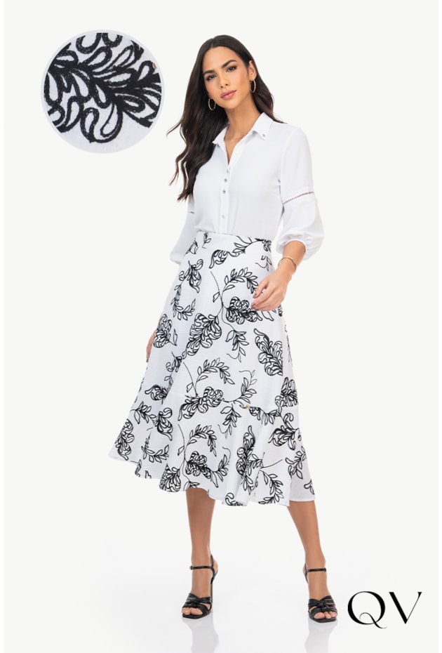 SAIA GODÊ BORDADA OFF - VIA TOLENTINO SAIA GODÊ BORDADA OFF - VIA TOLENTINO