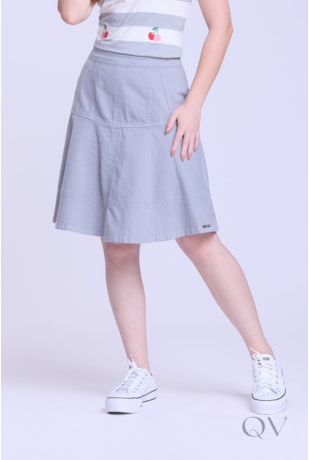 SAIA GODÊ CURTA EM JEANS COLOR CINZA - HAPUK
