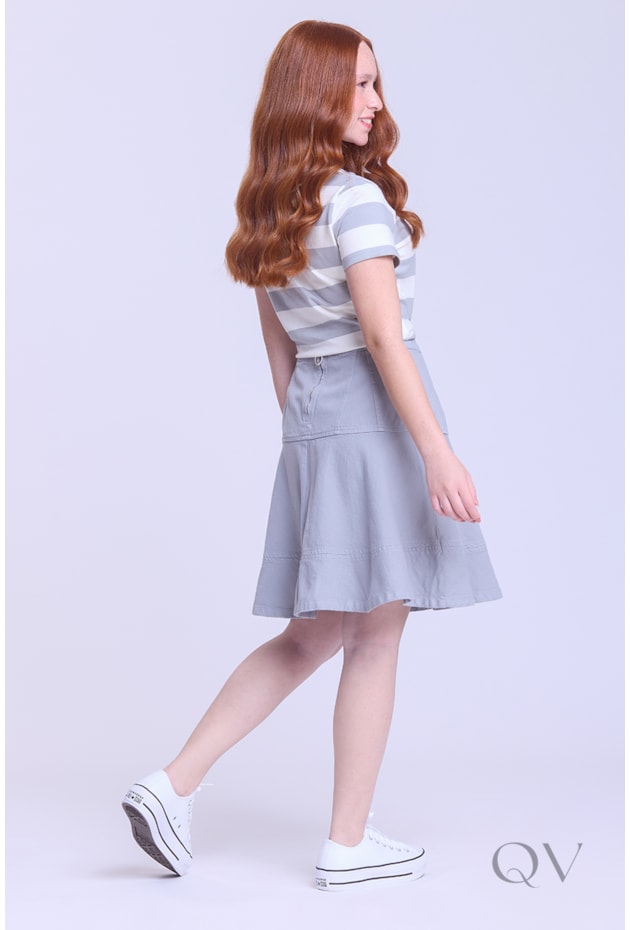 SAIA GODÊ CURTA EM JEANS COLOR CINZA - HAPUK