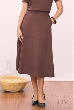 SAIA GODÊ EM ALFAIATARIA DE VISCOSE MARROM - TITANIUM JEANS