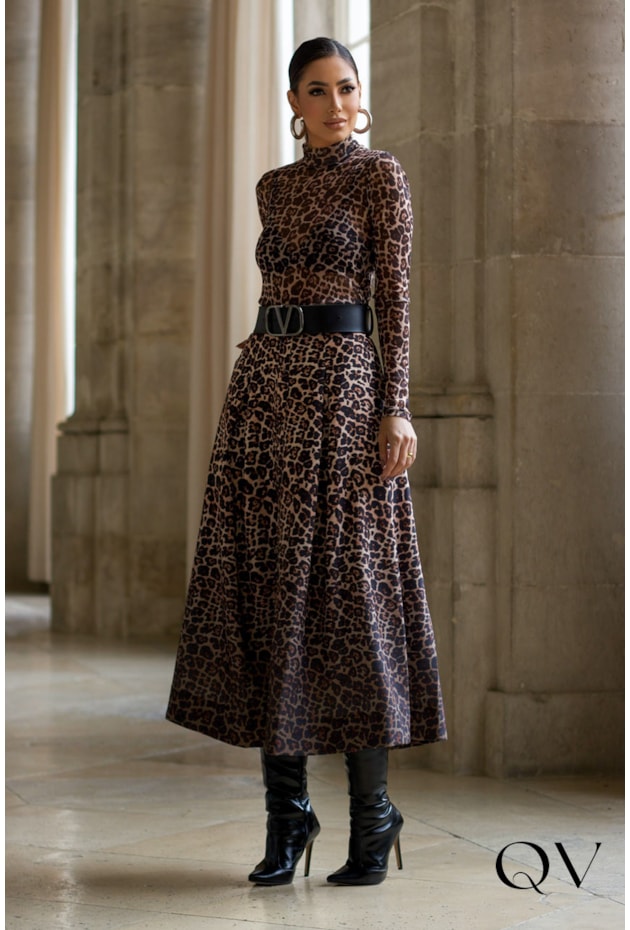 SAIA GODÊ EM CREPE ANIMAL PRINT - LUZIA FAZZOLLI