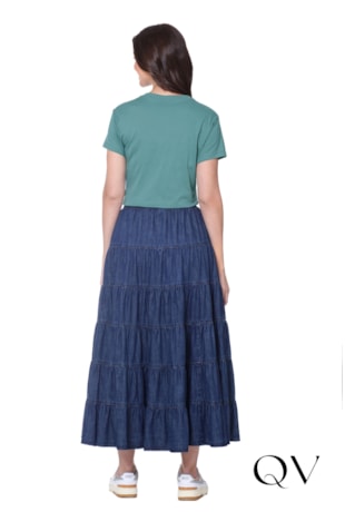 SAIA GODÊ EM JEANS LEVE FRANZIDOS AZUL - HAPUK SAIA GODÊ EM JEANS LEVE FRANZIDOS AZUL - HAPUK