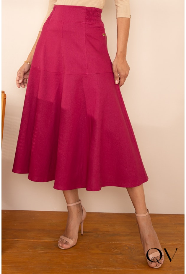 SAIA GODÊ EM LINHO FÚCSIA - LEKAZIS SAIA GODÊ EM LINHO FÚCSIA - LEKAZIS