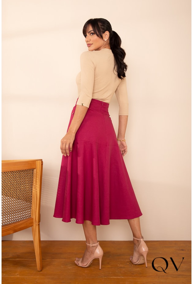 SAIA GODÊ EM LINHO FÚCSIA - LEKAZIS SAIA GODÊ EM LINHO FÚCSIA - LEKAZIS