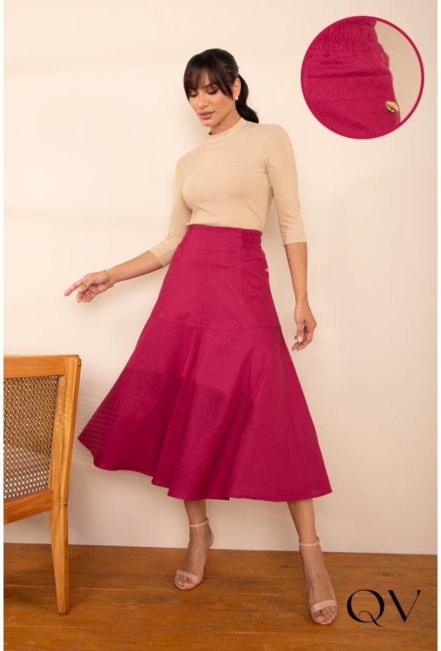 SAIA GODÊ EM LINHO FÚCSIA - LEKAZIS SAIA GODÊ EM LINHO FÚCSIA - LEKAZIS