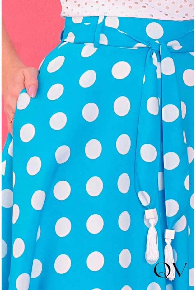 SAIA GODÊ ESTAMPA POÁ AZUL - PURO SHARMY SAIA GODÊ ESTAMPA POÁ AZUL - PURO SHARMY