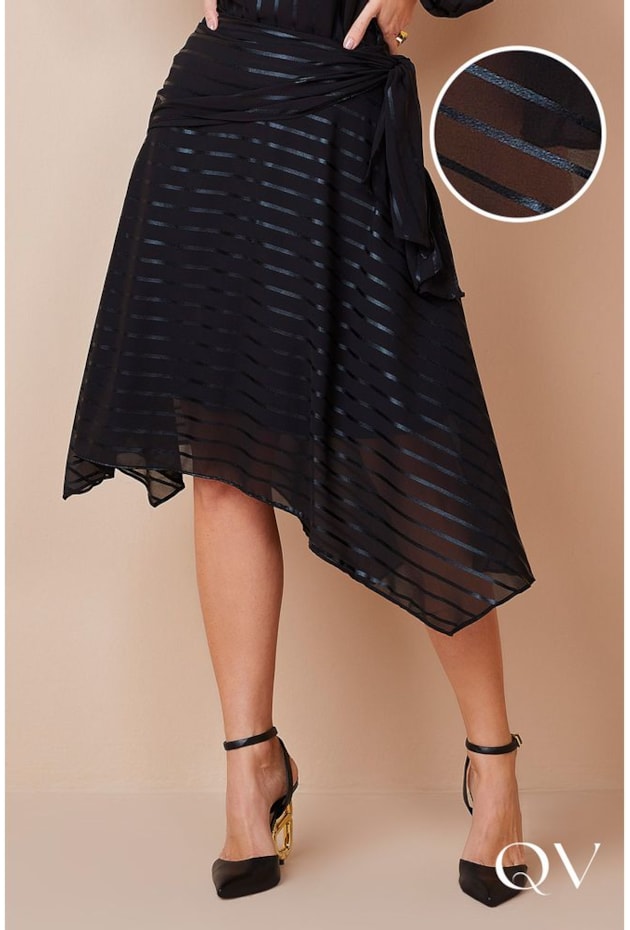 SAIA GODÊ GLAM BARRA ASSIMÉTRICA PRETA - TITANIUM JEANS SAIA GODÊ GLAM BARRA ASSIMÉTRICA PRETA - TITANIUM JEANS