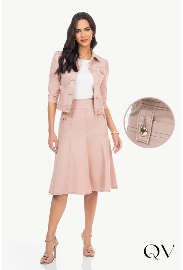 SAIA GODÊ JEANS COLLOR NUDE - VIA TOLENTINO SAIA GODÊ JEANS COLLOR NUDE - VIA TOLENTINO