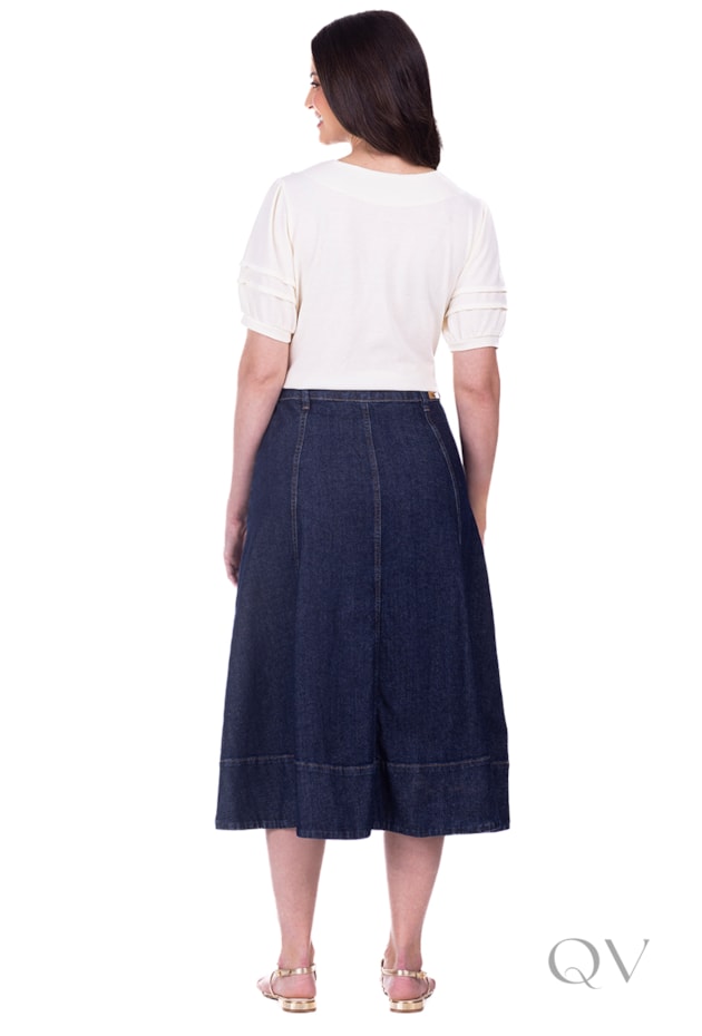 SAIA GODÊ MIDI EM JEANS ESCURO - HAPUK