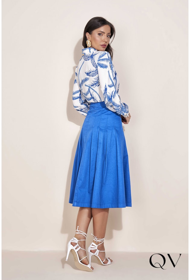 SAIA GODÊ SARJA COLLOR AZUL - TITANIUM JEANS SAIA GODÊ SARJA COLLOR AZUL - TITANIUM JEANS