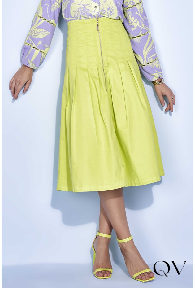 SAIA GODÊ SARJA COLLOR VERDE LIMA - TITANIUM JEANS SAIA GODÊ SARJA COLLOR VERDE LIMA - TITANIUM JEANS