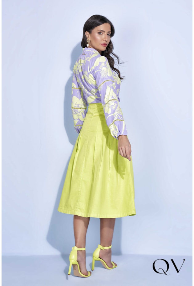 SAIA GODÊ SARJA COLLOR VERDE LIMA - TITANIUM JEANS SAIA GODÊ SARJA COLLOR VERDE LIMA - TITANIUM JEANS