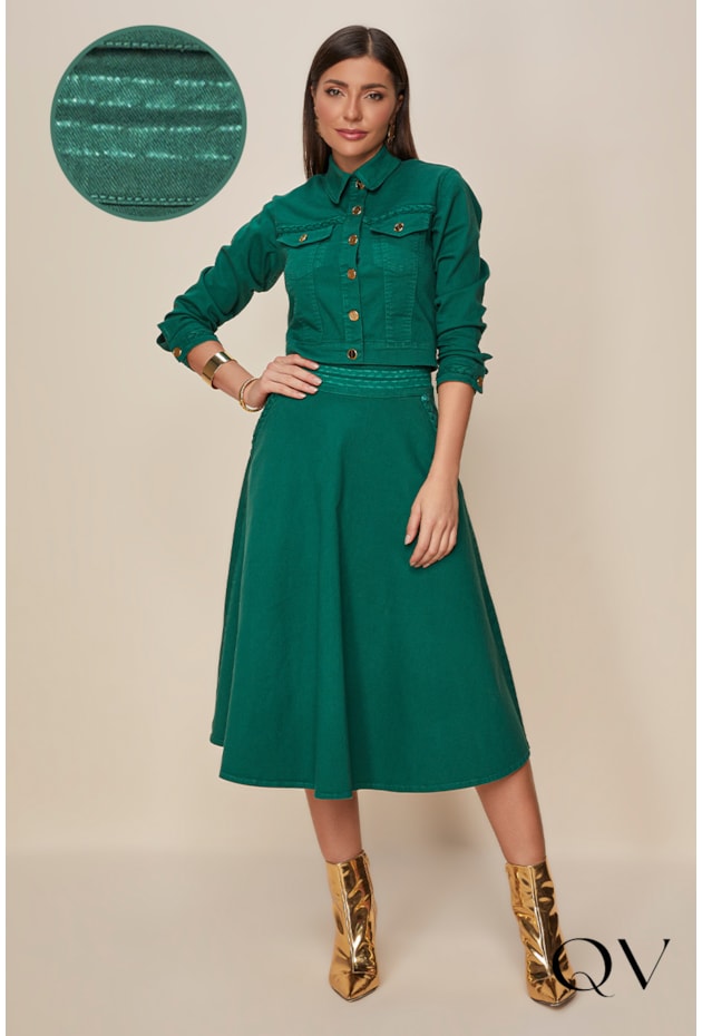 SAIA GODÊ SARJA VERDE - TITANIUM JEANS SAIA GODÊ SARJA VERDE - TITANIUM JEANS