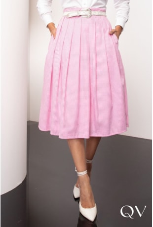 SAIA GODÊ TRICOLINE ESTAMPADO ROSA - JANY PIM