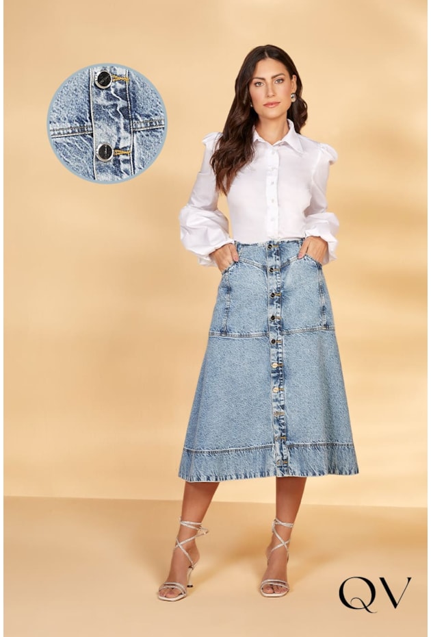 SAIA JEANS CLARO COM RECORTES - TITANIUM JEANS SAIA JEANS CLARO COM RECORTES - TITANIUM JEANS