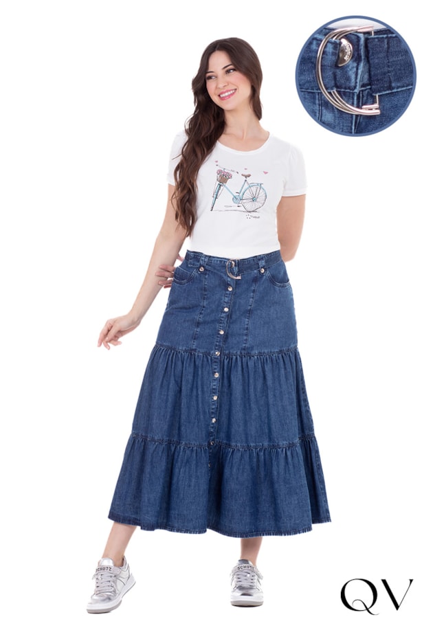 SAIA JEANS COM BOTÕES FRONTAL AZUL ESCURO - HAPUK