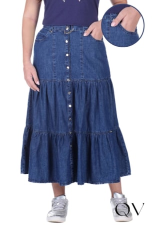 SAIA JEANS COM BOTÕES FRONTAL AZUL ESCURO - HAPUK