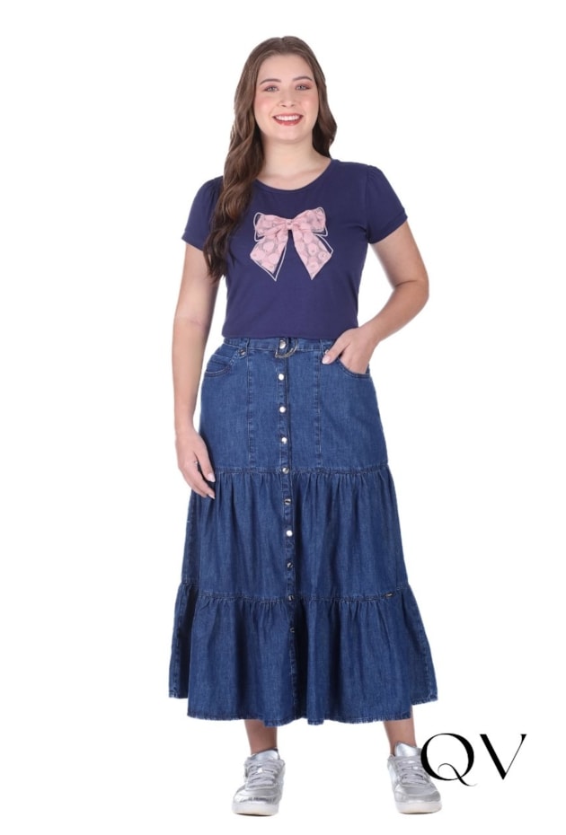 SAIA JEANS COM BOTÕES FRONTAL AZUL ESCURO - HAPUK