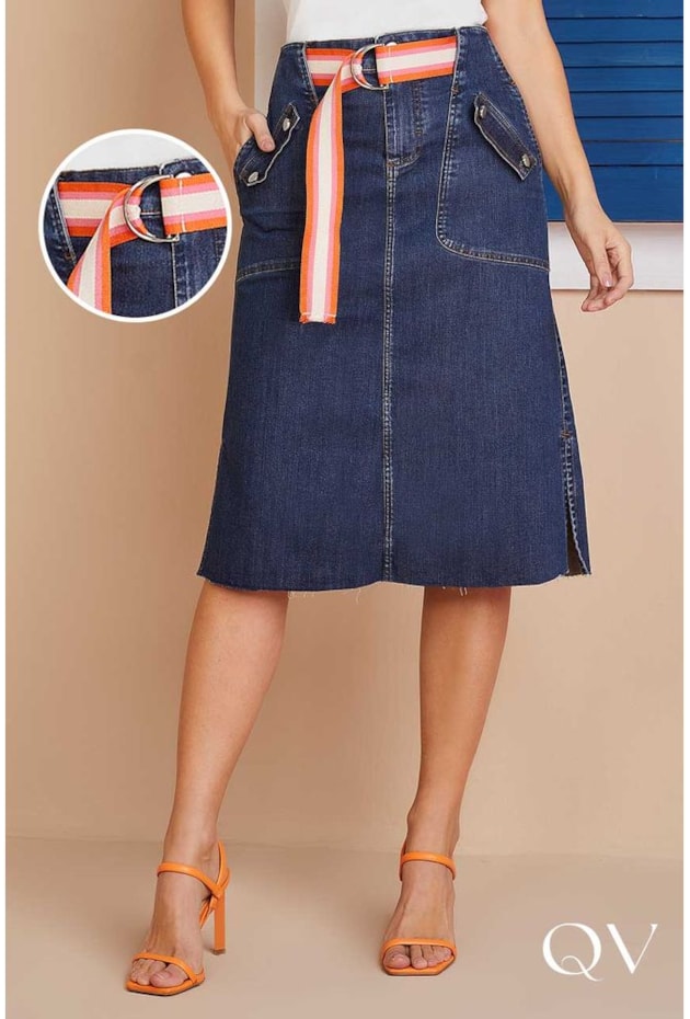 SAIA JEANS COM CINTO COLORS - TITANIUM JEANS SAIA JEANS COM CINTO COLORS - TITANIUM JEANS